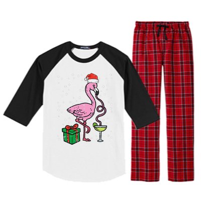 Christmas Flamingo Santa Tropical Xmas Vacation Funny Funny Raglan Sleeve Pajama Set