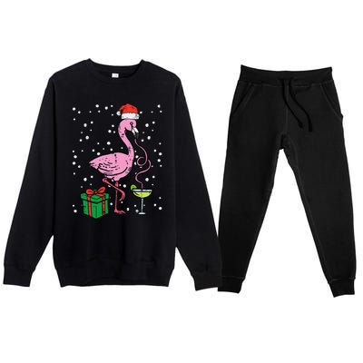 Christmas Flamingo Santa Tropical Xmas Vacation Funny Funny Premium Crewneck Sweatsuit Set