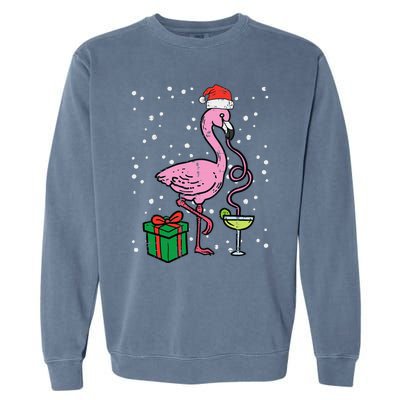 Christmas Flamingo Santa Tropical Xmas Vacation Funny Funny Garment-Dyed Sweatshirt