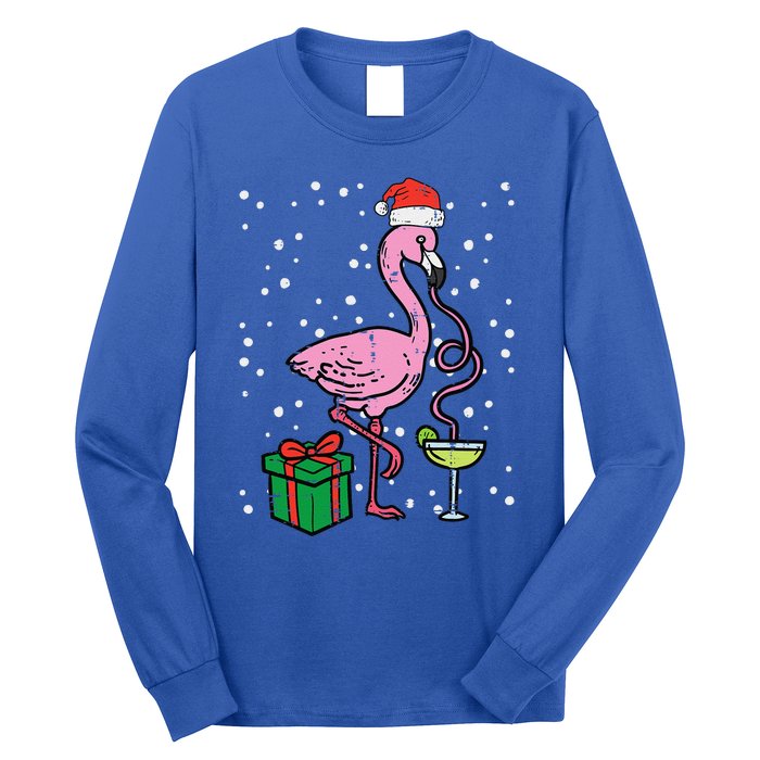 Christmas Flamingo Santa Tropical Xmas Vacation Funny Funny Long Sleeve Shirt