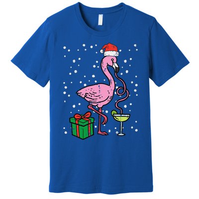 Christmas Flamingo Santa Tropical Xmas Vacation Funny Funny Premium T-Shirt