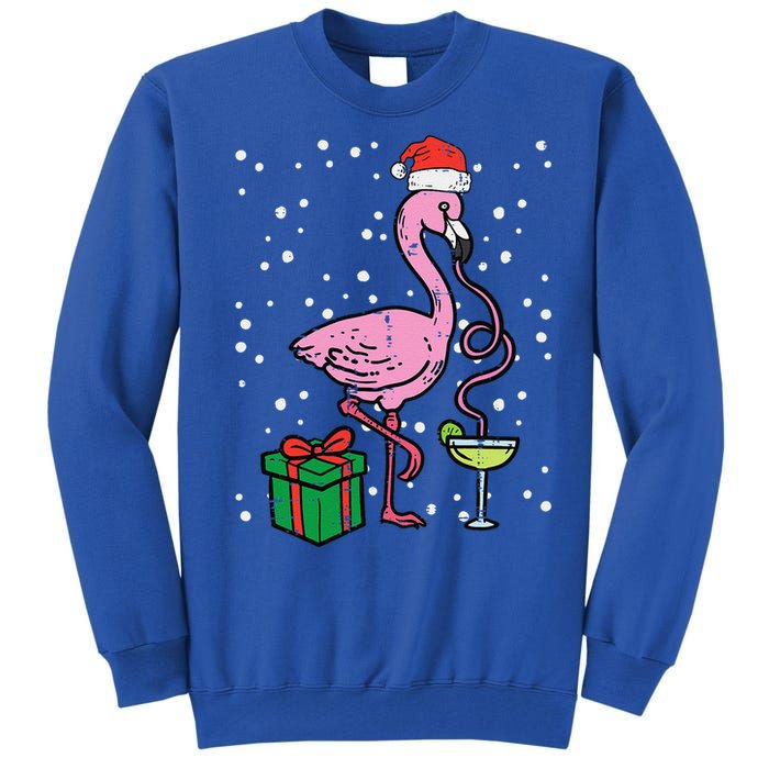 Christmas Flamingo Santa Tropical Xmas Vacation Funny Funny Tall Sweatshirt