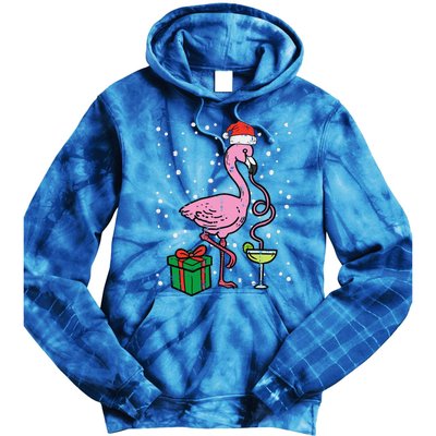 Christmas Flamingo Santa Tropical Xmas Vacation Funny Funny Tie Dye Hoodie