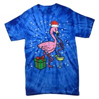 Christmas Flamingo Santa Tropical Xmas Vacation Funny Funny Tie-Dye T-Shirt