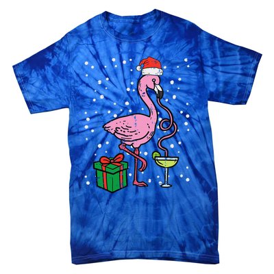 Christmas Flamingo Santa Tropical Xmas Vacation Funny Funny Tie-Dye T-Shirt