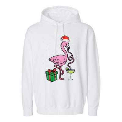 Christmas Flamingo Santa Tropical Xmas Vacation Funny Funny Garment-Dyed Fleece Hoodie