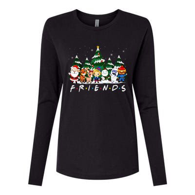 Christmas Friends Santa Rudolph Snowman Xmas Family Pajamas Womens Cotton Relaxed Long Sleeve T-Shirt