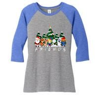 Christmas Friends Santa Rudolph Snowman Xmas Family Pajamas Women's Tri-Blend 3/4-Sleeve Raglan Shirt