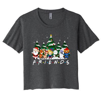 Christmas Friends Santa Rudolph Snowman Xmas Family Pajamas Women's Crop Top Tee