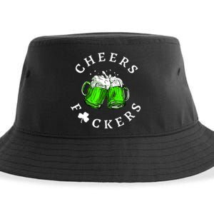 Cheers Fckers' St Patricks Day Beer Drinking Funny Sustainable Bucket Hat