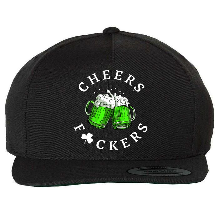 Cheers Fckers' St Patricks Day Beer Drinking Funny Wool Snapback Cap