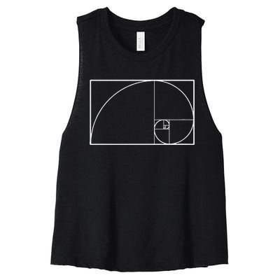 Cool Fibonacci Spiral Trendy Math Lover Science Teacher Women's Racerback Cropped Tank