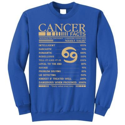 Cancer Facts Servings Per Container: 1 Awesome Zodiac Sign Gift Sweatshirt