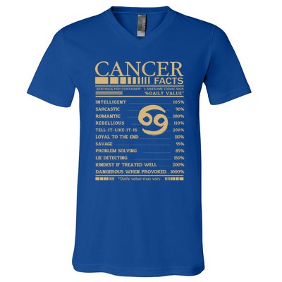 Cancer Facts Servings Per Container: 1 Awesome Zodiac Sign Gift V-Neck T-Shirt