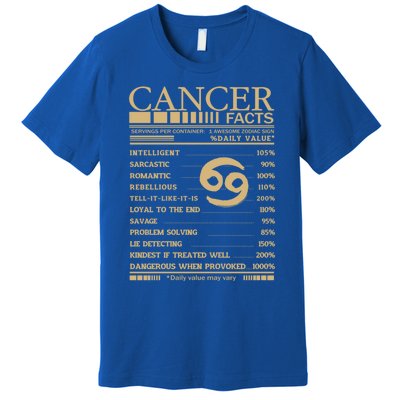 Cancer Facts Servings Per Container: 1 Awesome Zodiac Sign Gift Premium T-Shirt