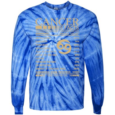 Cancer Facts Servings Per Container: 1 Awesome Zodiac Sign Gift Tie-Dye Long Sleeve Shirt