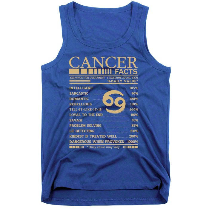 Cancer Facts Servings Per Container: 1 Awesome Zodiac Sign Gift Tank Top