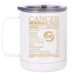 Cancer Facts Servings Per Container: 1 Awesome Zodiac Sign Gift 12 oz Stainless Steel Tumbler Cup