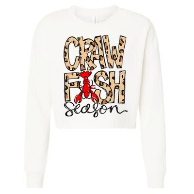Craw Fish Season Leopard Love Crawfish Cropped Pullover Crew