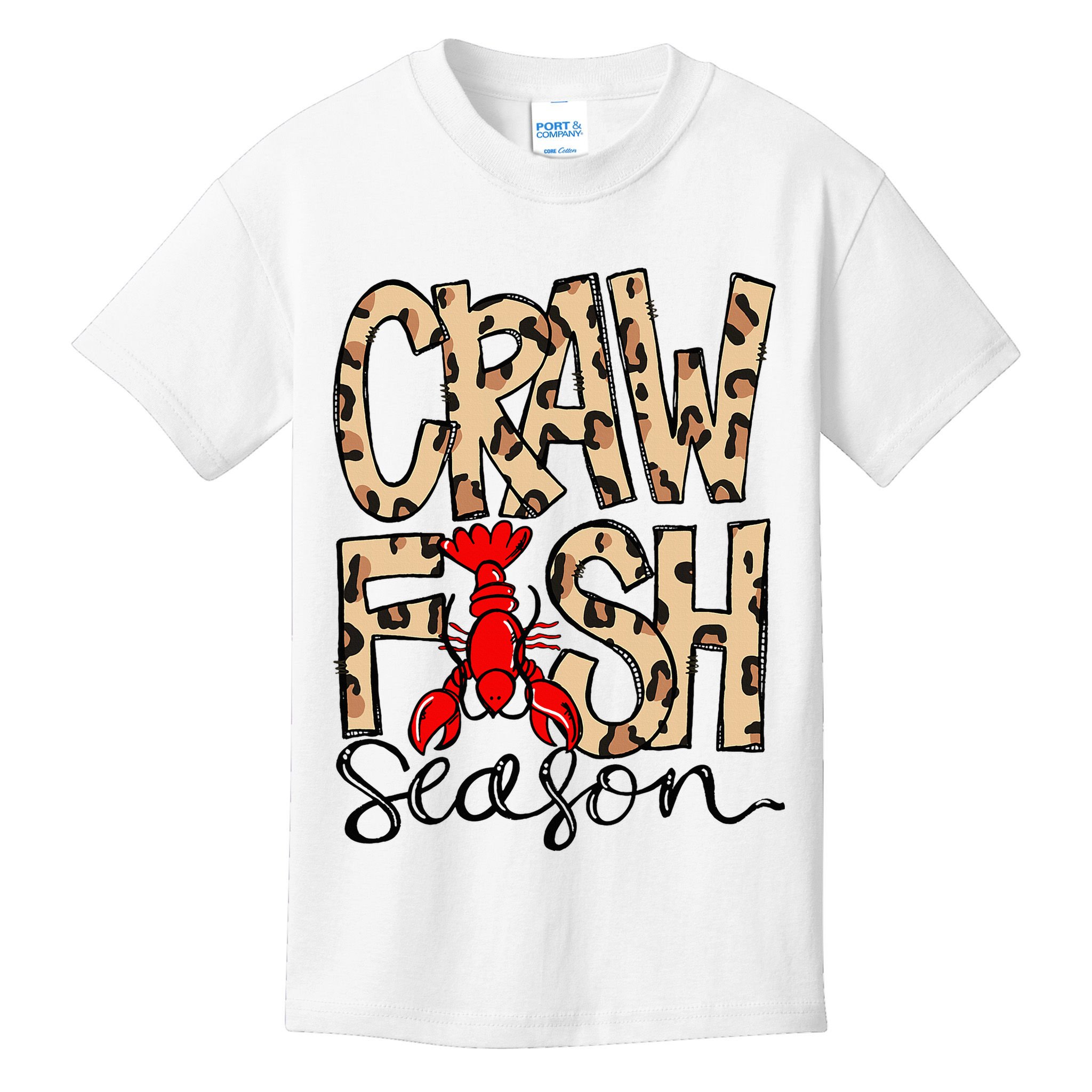 Craw Fish Season Leopard Love Crawfish Kids T-Shirt