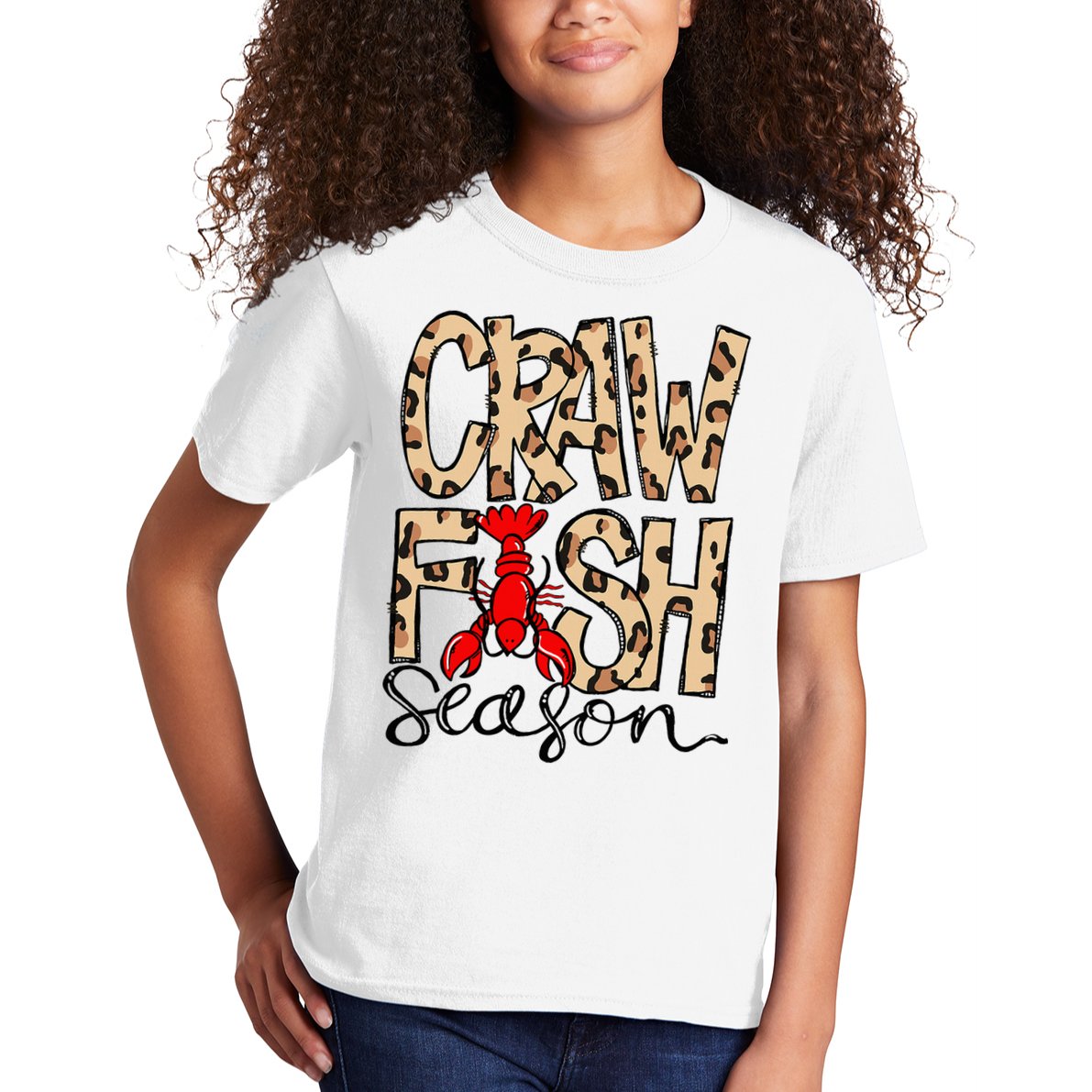 Craw Fish Season Leopard Love Crawfish Kids T-Shirt
