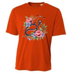 Cute Floral Stethoscope Design For Nurses Doctors Gift Cooling Performance Crew T-Shirt