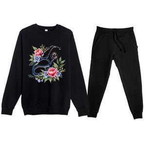 Cute Floral Stethoscope Design For Nurses Doctors Gift Premium Crewneck Sweatsuit Set