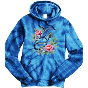 Cute Floral Stethoscope Design For Nurses Doctors Gift Tie Dye Hoodie