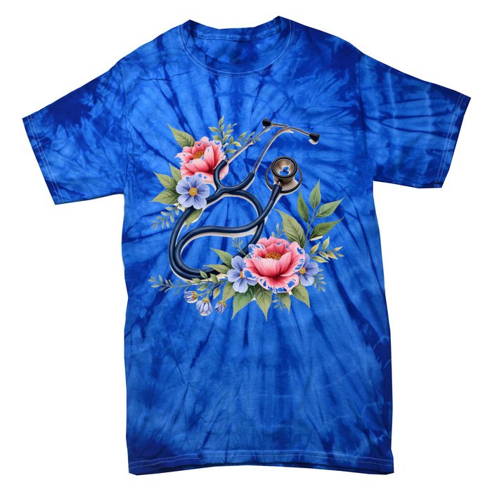 Cute Floral Stethoscope Design For Nurses Doctors Gift Tie-Dye T-Shirt