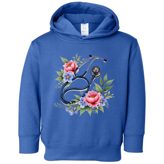 Cute Floral Stethoscope Design For Nurses Doctors Gift Toddler Hoodie