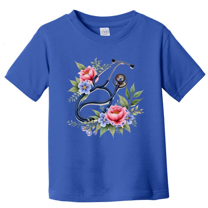 Cute Floral Stethoscope Design For Nurses Doctors Gift Toddler T-Shirt