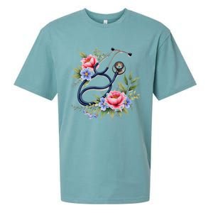 Cute Floral Stethoscope Design For Nurses Doctors Gift Sueded Cloud Jersey T-Shirt