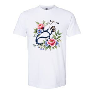 Cute Floral Stethoscope Design For Nurses Doctors Gift Softstyle CVC T-Shirt