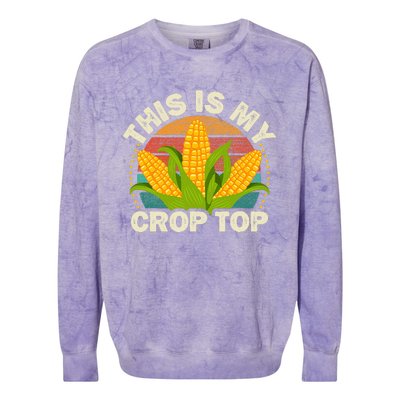 Corn Farmer Saying Funny This Is My Crop Top Colorblast Crewneck Sweatshirt