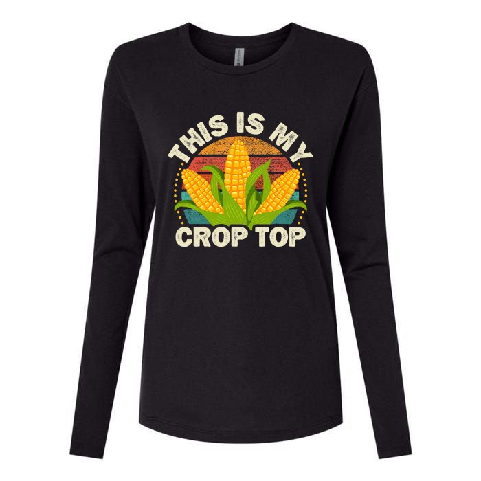 Corn Farmer Saying Funny This Is My Crop Top Womens Cotton Relaxed Long Sleeve T-Shirt