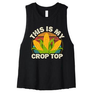 Corn Farmer Saying Funny This Is My Crop Top Women's Racerback Cropped Tank