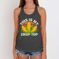 Corn Farmer Saying Funny This Is My Crop Top Women's Knotted Racerback Tank