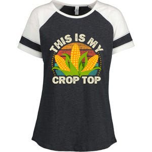 Corn Farmer Saying Funny This Is My Crop Top Enza Ladies Jersey Colorblock Tee