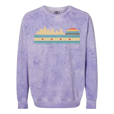 Chicago Flag Skyline Vintage Illinois City Retro Souvenir Colorblast Crewneck Sweatshirt