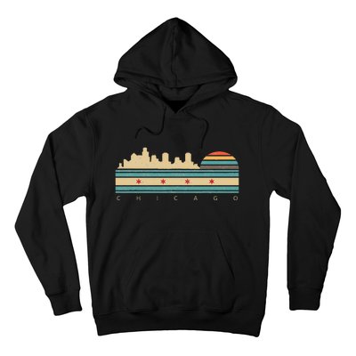 Chicago Flag Skyline Vintage Illinois City Retro Souvenir Hoodie