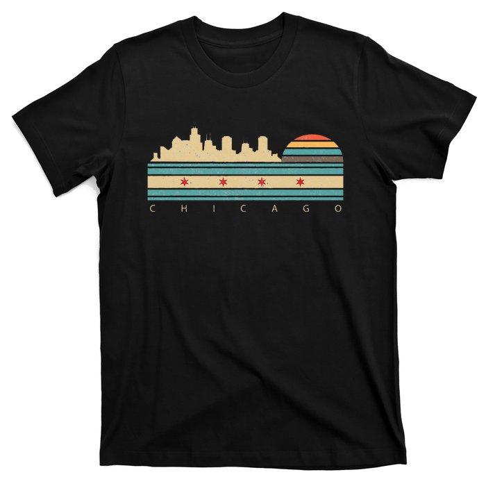 Chicago Flag Skyline Vintage Illinois City Retro Souvenir T-Shirt