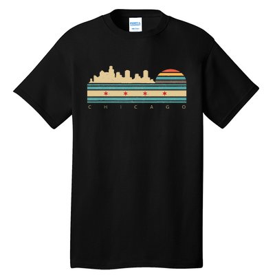 Chicago Flag Skyline Vintage Illinois City Retro Souvenir Tall T-Shirt