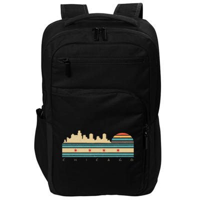 Chicago Flag Skyline Vintage Illinois City Retro Souvenir Impact Tech Backpack