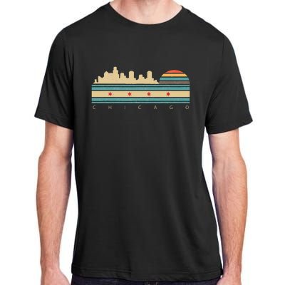 Chicago Flag Skyline Vintage Illinois City Retro Souvenir Adult ChromaSoft Performance T-Shirt