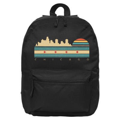 Chicago Flag Skyline Vintage Illinois City Retro Souvenir 16 in Basic Backpack