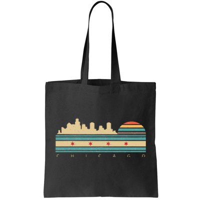 Chicago Flag Skyline Vintage Illinois City Retro Souvenir Tote Bag