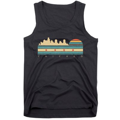 Chicago Flag Skyline Vintage Illinois City Retro Souvenir Tank Top