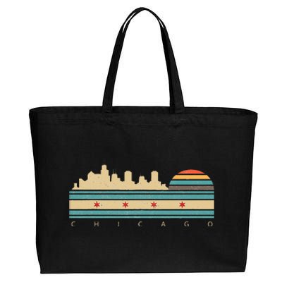 Chicago Flag Skyline Vintage Illinois City Retro Souvenir Cotton Canvas Jumbo Tote