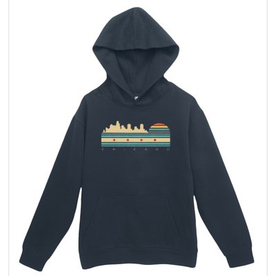 Chicago Flag Skyline Vintage Illinois City Retro Souvenir Urban Pullover Hoodie