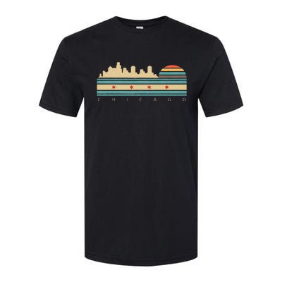 Chicago Flag Skyline Vintage Illinois City Retro Souvenir Softstyle CVC T-Shirt